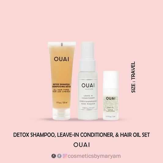 OUAI - Detox Shampoo, Leave In Conditioner &amp; Hair Oil Set - Travel Size